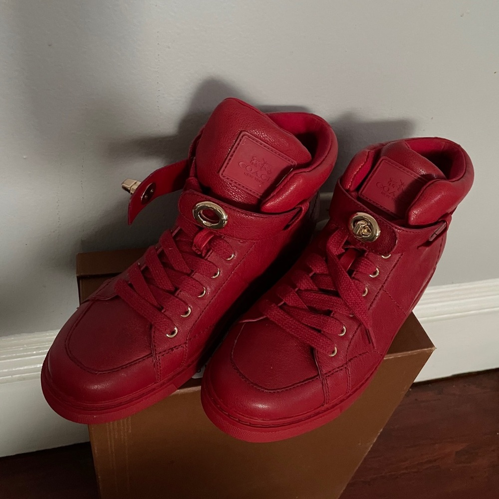 Coach Ryderson Hightop Sneakers in Red - Picture 5 of 7